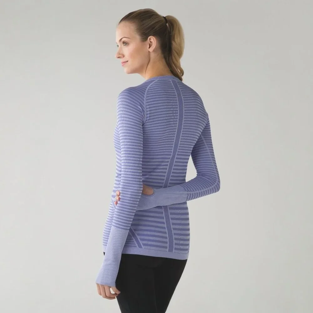 LULULEMON RUN: SWIFTLY TECH LONG SLEEVE CREW IN HEATHERED LULLABY SIZE 6 - Picture 2 of 8